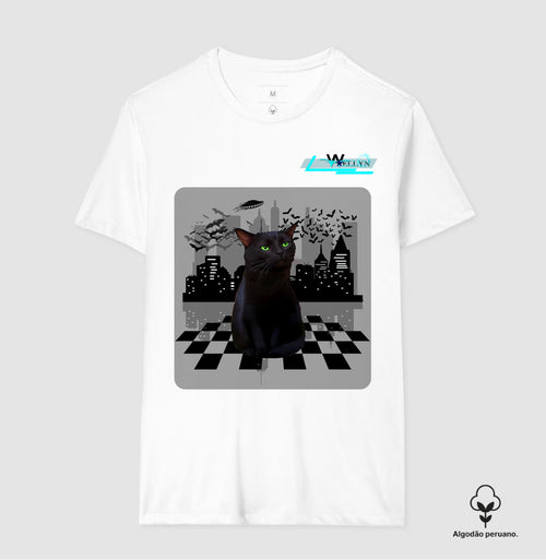 Camiseta Algodão Peruano -  Gato debochado - Wellyn