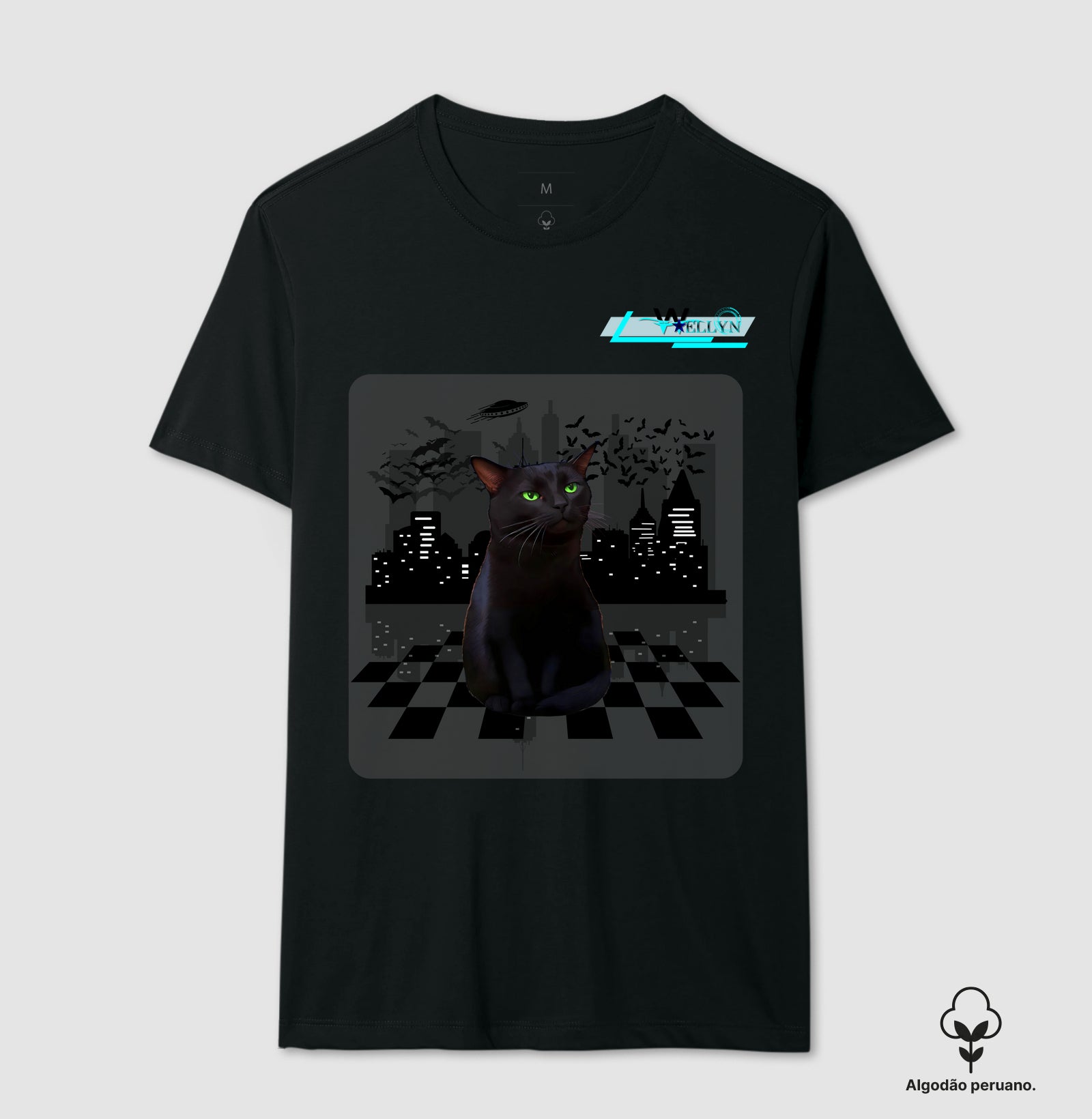 Camiseta Algodão Peruano -  Gato debochado - Wellyn