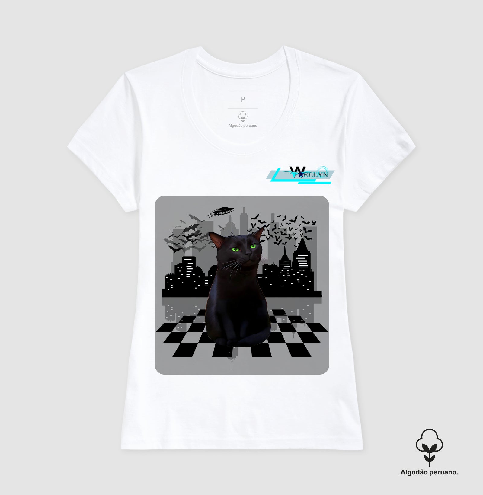 Camiseta Algodão Peruano -  Gato debochado - Wellyn