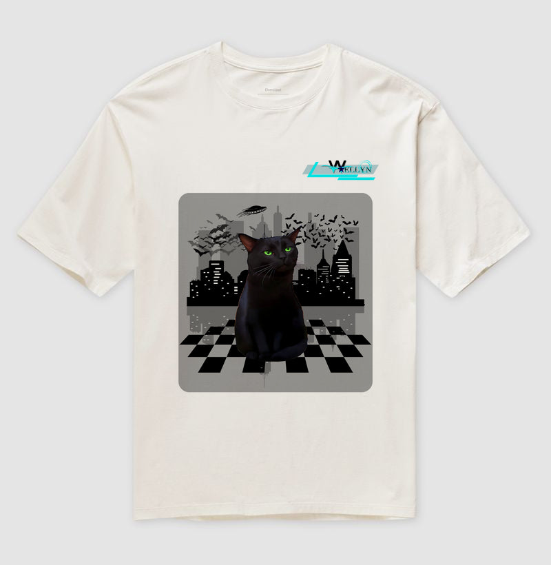 Camiseta Oversized -  Gato debochado - Wellyn