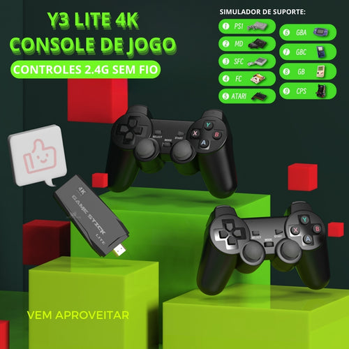 Y3 LITE 4K Console de Jogo Controles 2.4G Sem fio Com 32GB-64GB