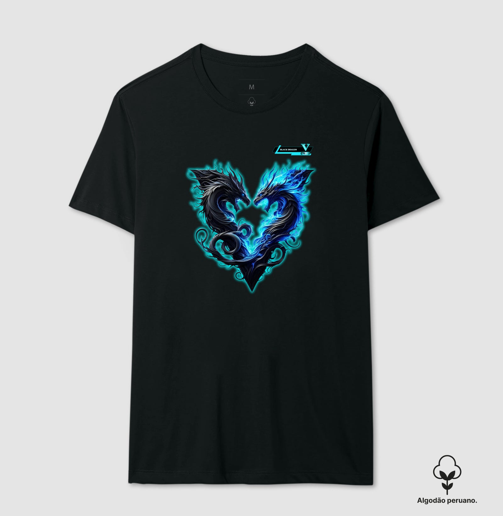 Camiseta Algodão Peruano - V Black Dragon