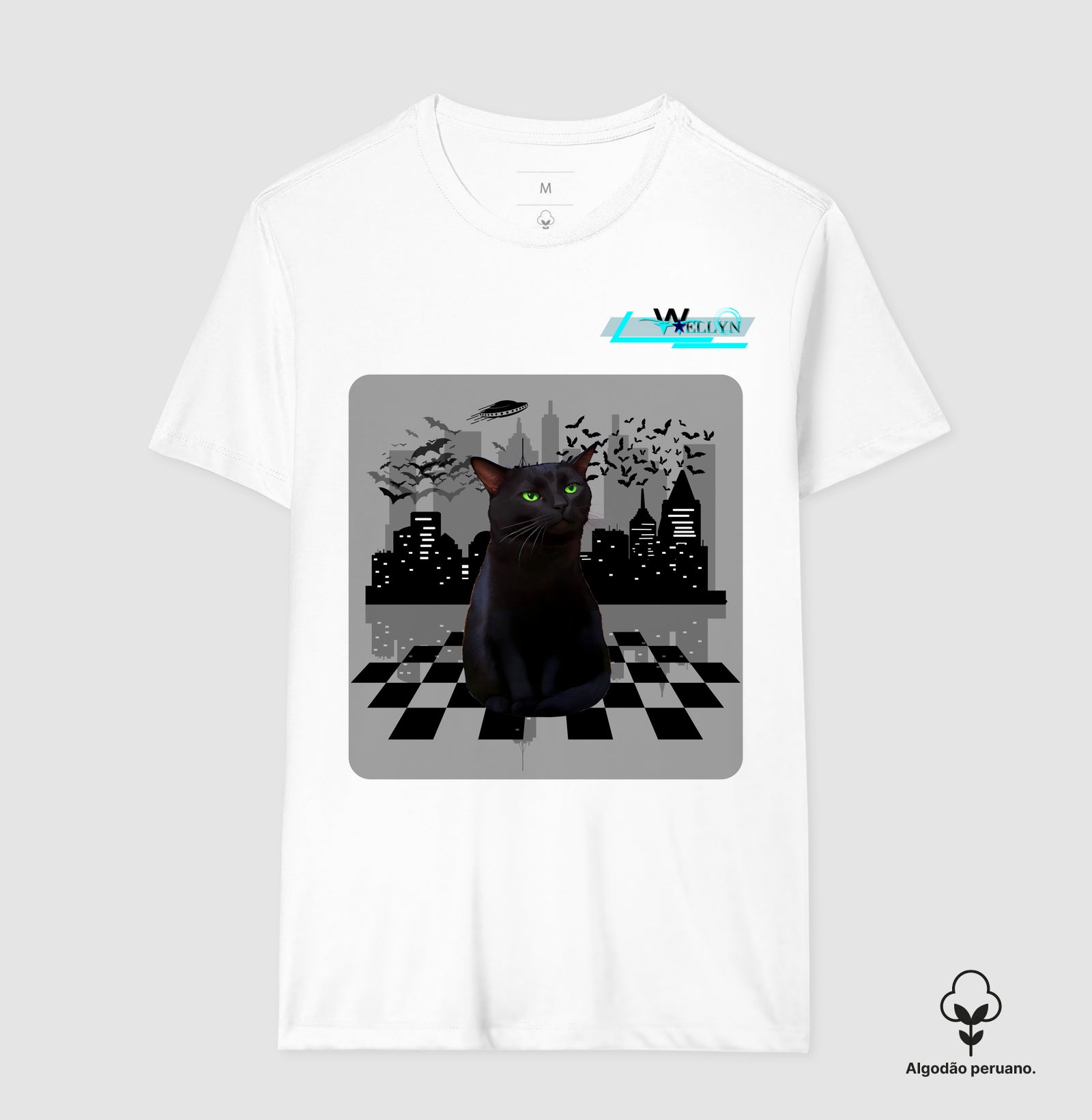 Camiseta Algodão Peruano -  Gato debochado - Wellyn