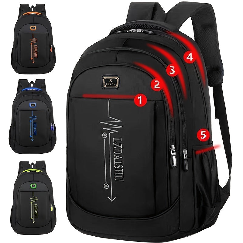 Mochila Casual, Bolsa De Ombro Simples Para Homens com 5 bolso, Mochila De Grande Capacidade