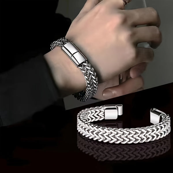 Pulseira de aço inoxidável estilo punk de rua para homens, ideal para homens e amigos