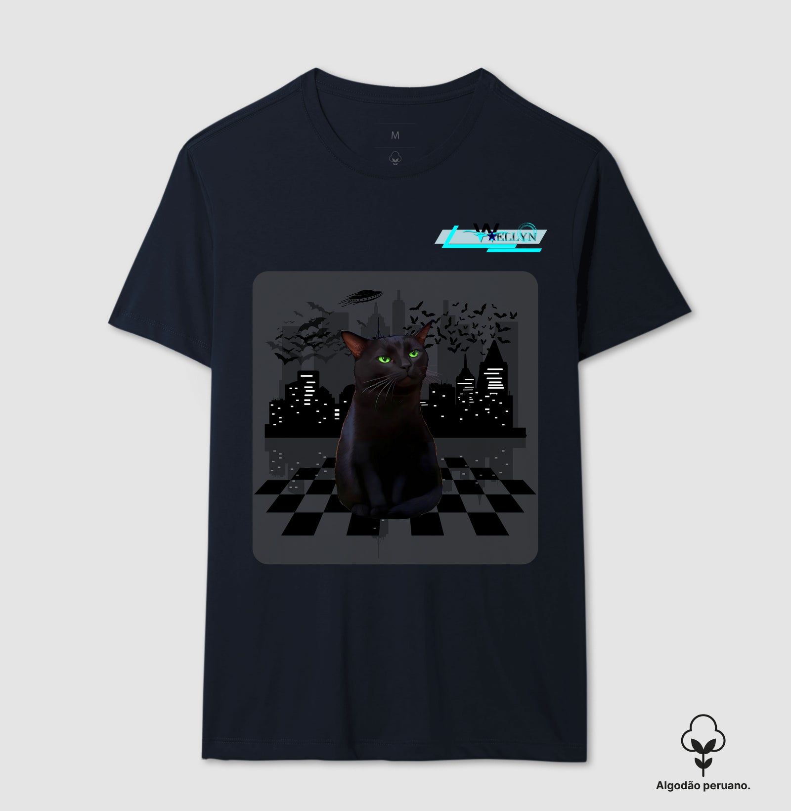 Camiseta Algodão Peruano -  Gato debochado - Wellyn