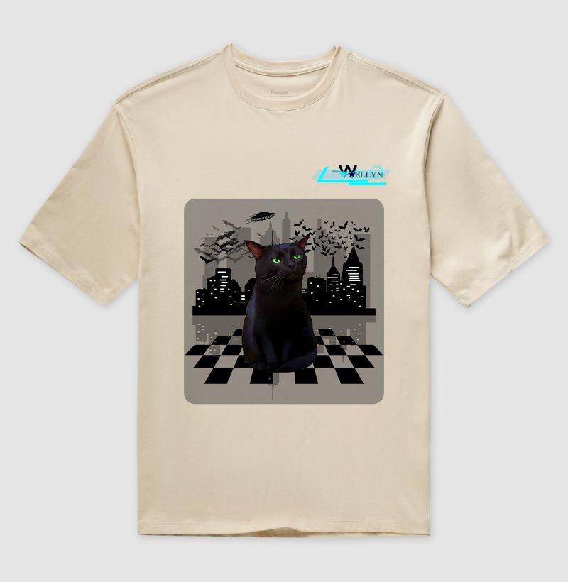 Camiseta Oversized -  Gato debochado - Wellyn