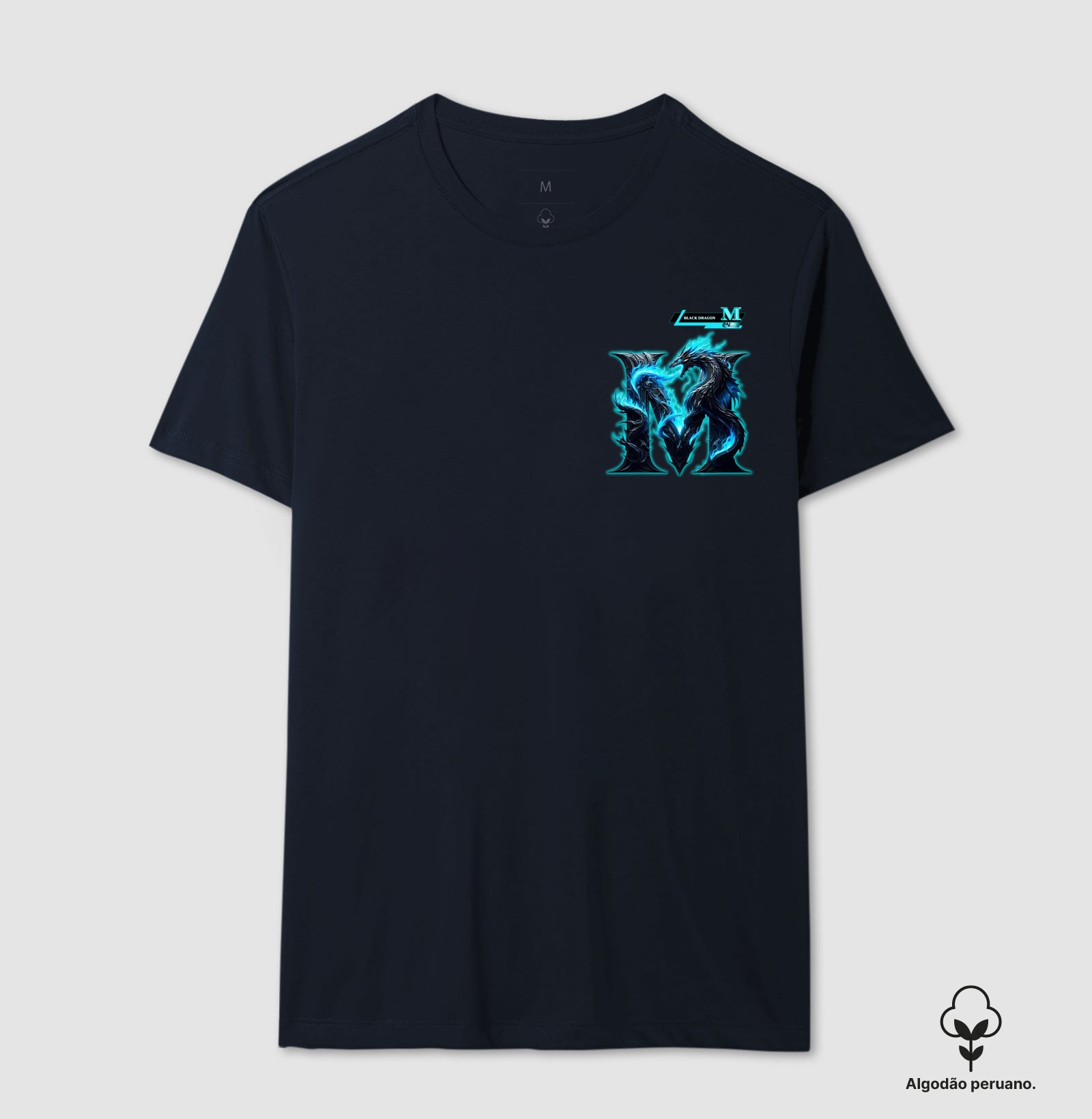 Camiseta Algodão Peruano - M Black Dragon