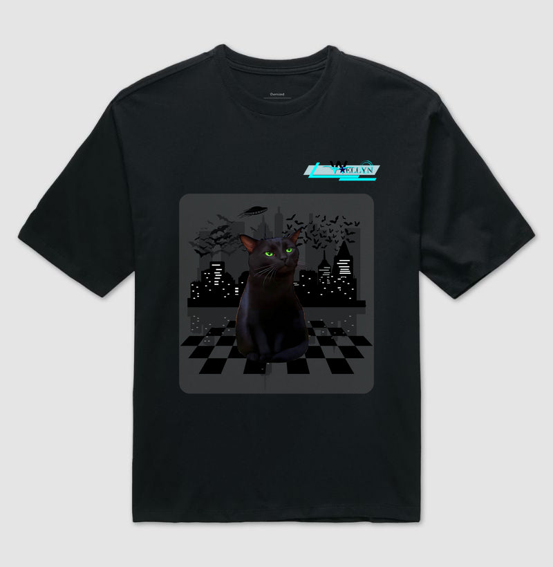 Camiseta Oversized -  Gato debochado - Wellyn