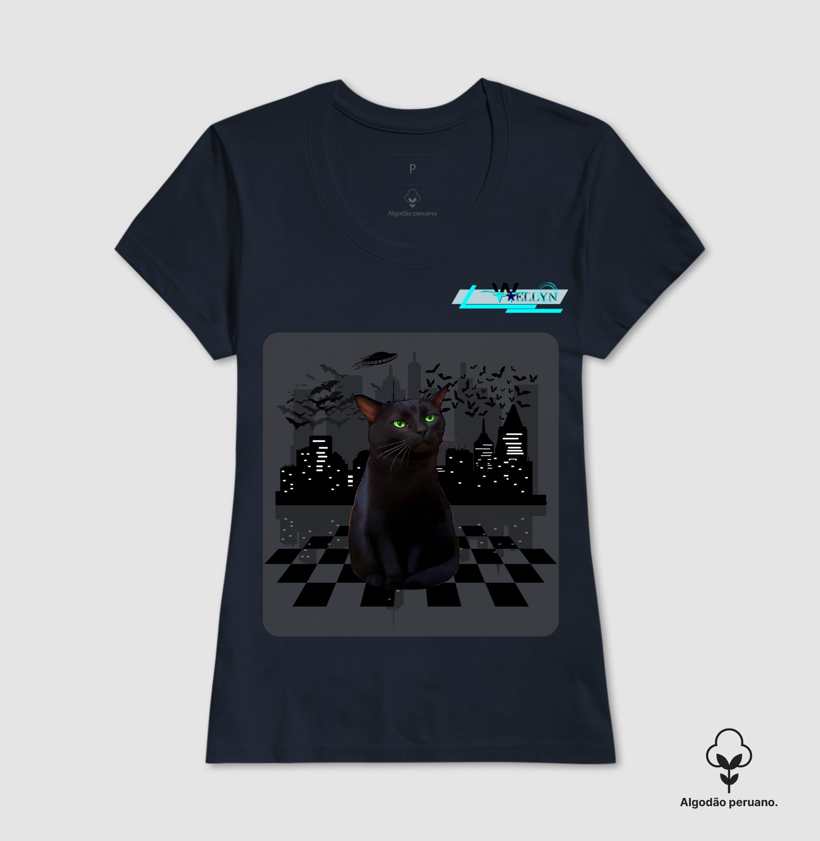 Camiseta Algodão Peruano -  Gato debochado - Wellyn
