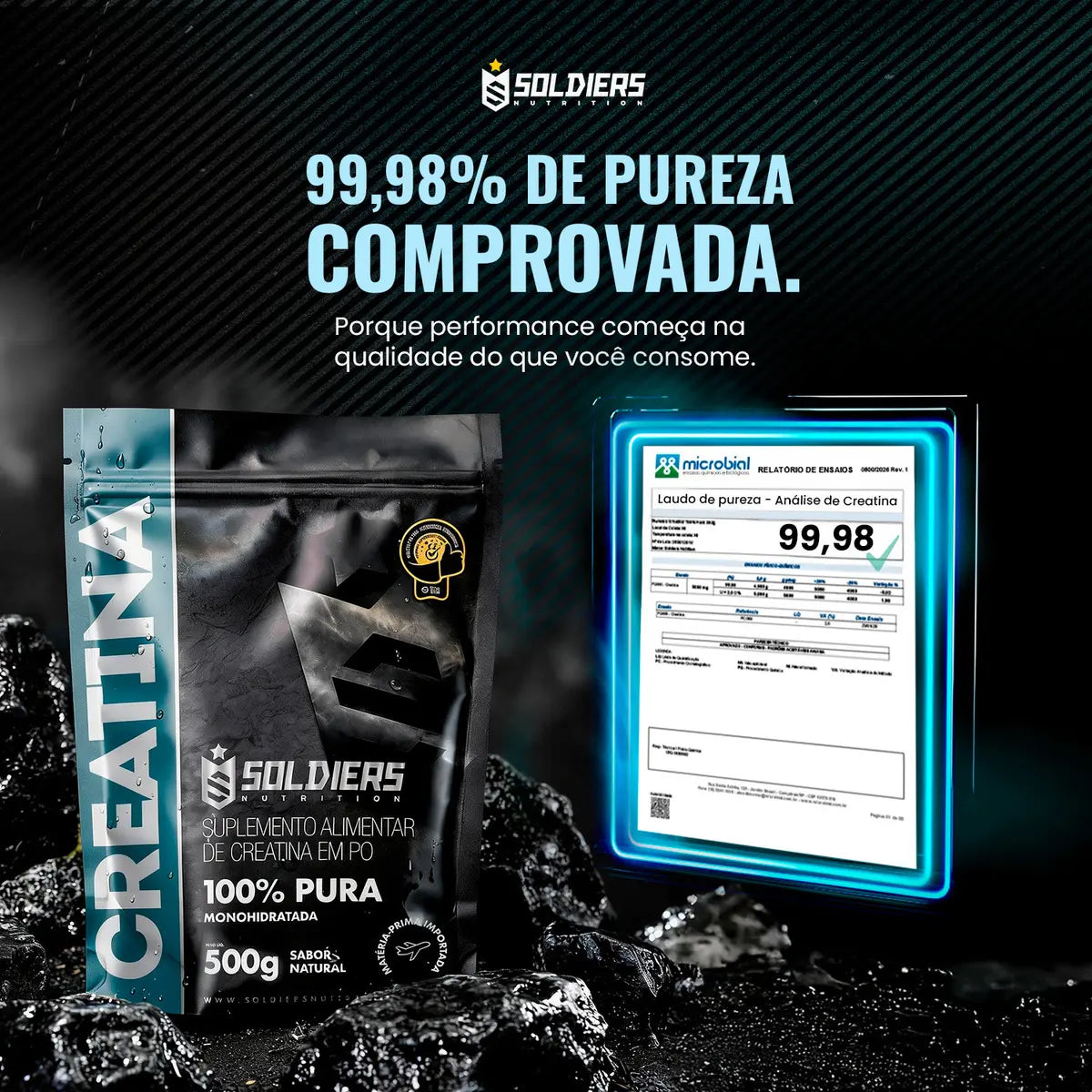 Creatina 1kg Suplemento Monohidratada em pó 100% Pura - Soldiers Nutrition