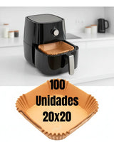 Kit 100 Formas De Papel Para Airfryer Descartável Antiaderente Bandeja Quadrada Ciclo Alternativa
