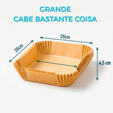 Kit 100 Formas De Papel Para Airfryer Descartável Antiaderente Bandeja Quadrada Ciclo Alternativa