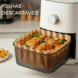 Kit 100 Formas De Papel Para Airfryer Descartável Antiaderente Bandeja Quadrada Ciclo Alternativa