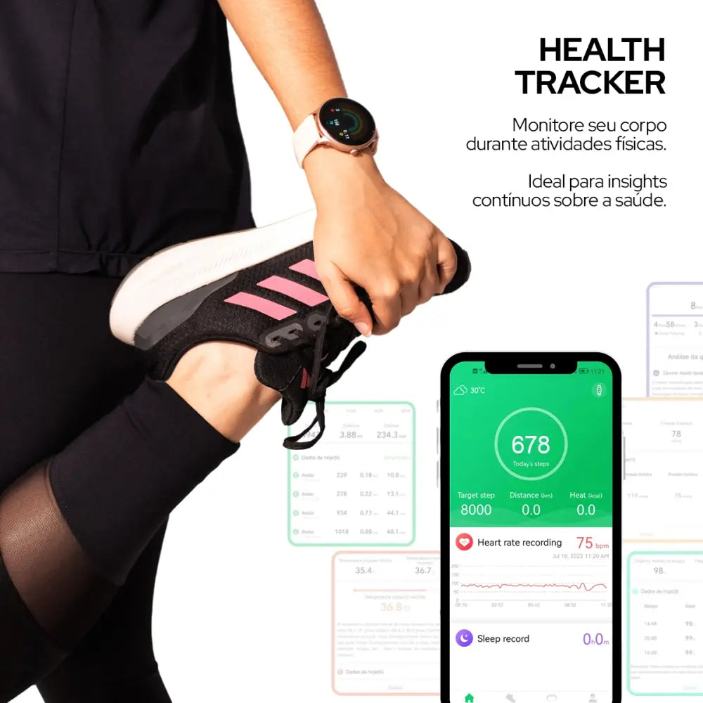 Smartwatch Wb Redondo 46mm, Tela 1,39 Fitness Tracker Rosa