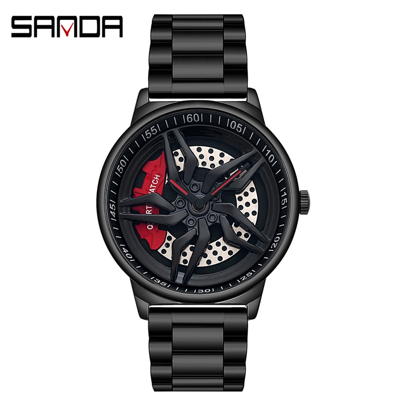 Relógio Design de roda de carro esportivo à prova d'água Watch masculino