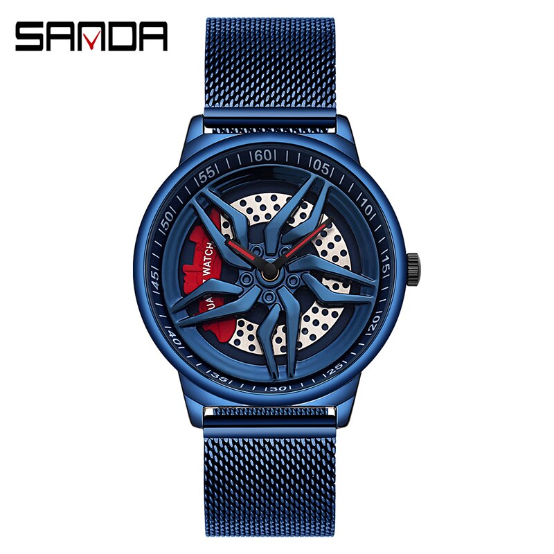 Relógio Design de roda de carro esportivo à prova d'água Watch masculino