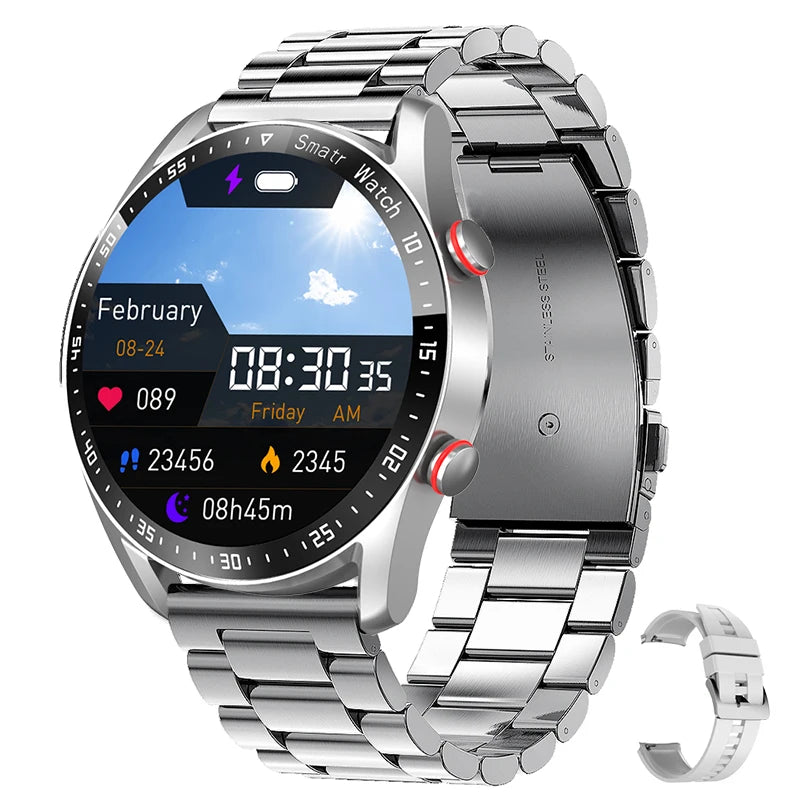 Relógio Smart Watch masculino com chamada Bluetooth ECG + PPG, pressão arterial, fitness, esportivo, à prova d'água