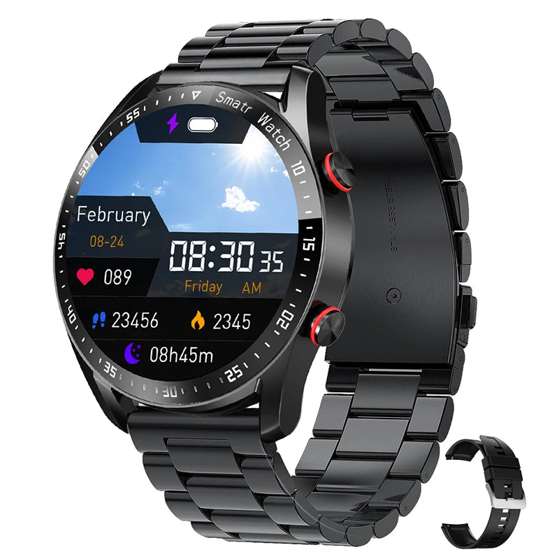 Relógio Smart Watch masculino com chamada Bluetooth ECG + PPG, pressão arterial, fitness, esportivo, à prova d'água