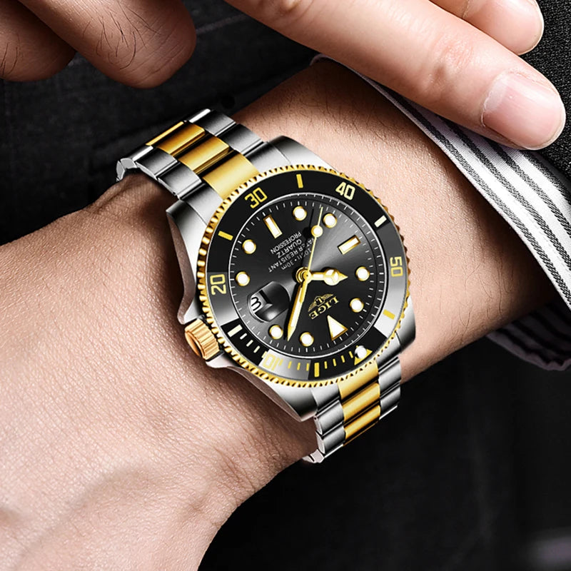 LIGE Moda Relógio Esportivo para Homem À Prova D' Água Militar, Relógios de Pulso de Quartzo, Top Marca de Luxo Big Men