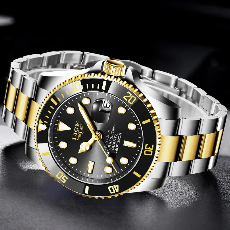 LIGE Moda Relógio Esportivo para Homem À Prova D' Água Militar, Relógios de Pulso de Quartzo, Top Marca de Luxo Big Men