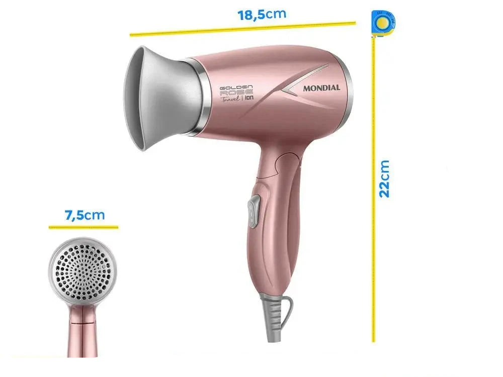 Secador de Cabelo Mondial Tourmaline Ion Golden - Bivolt
