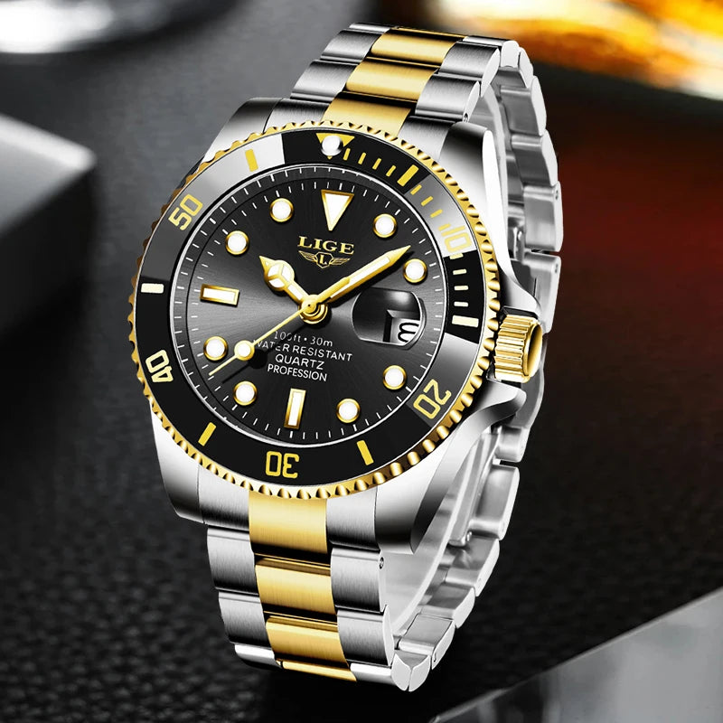 LIGE Moda Relógio Esportivo para Homem À Prova D' Água Militar, Relógios de Pulso de Quartzo, Top Marca de Luxo Big Men