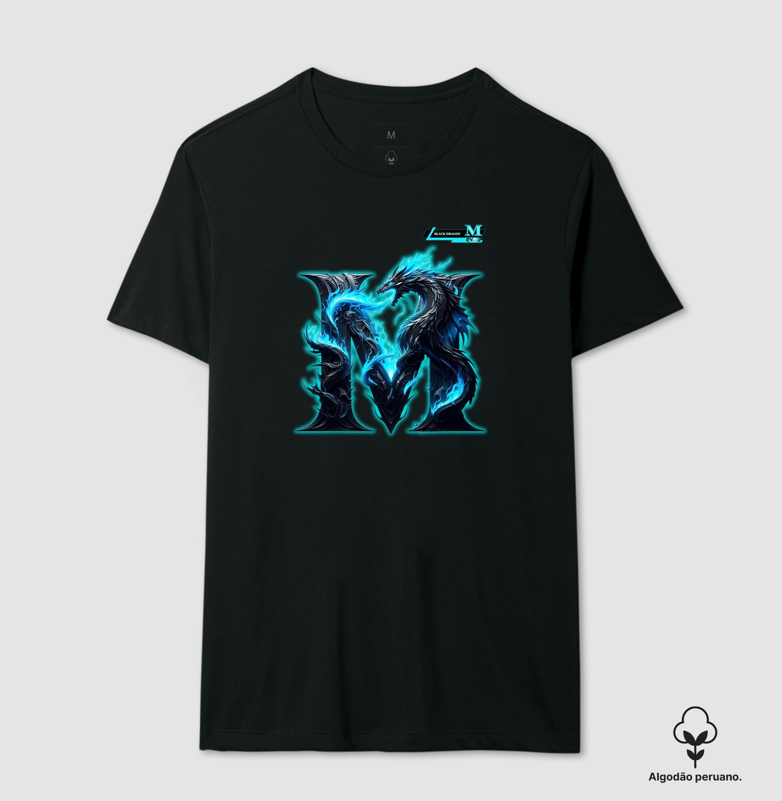 Camiseta Algodão Peruano - M Black Dragon