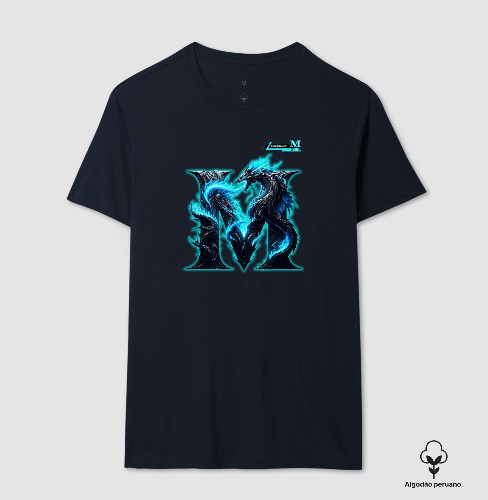 Camiseta Algodão Peruano - M Black Dragon