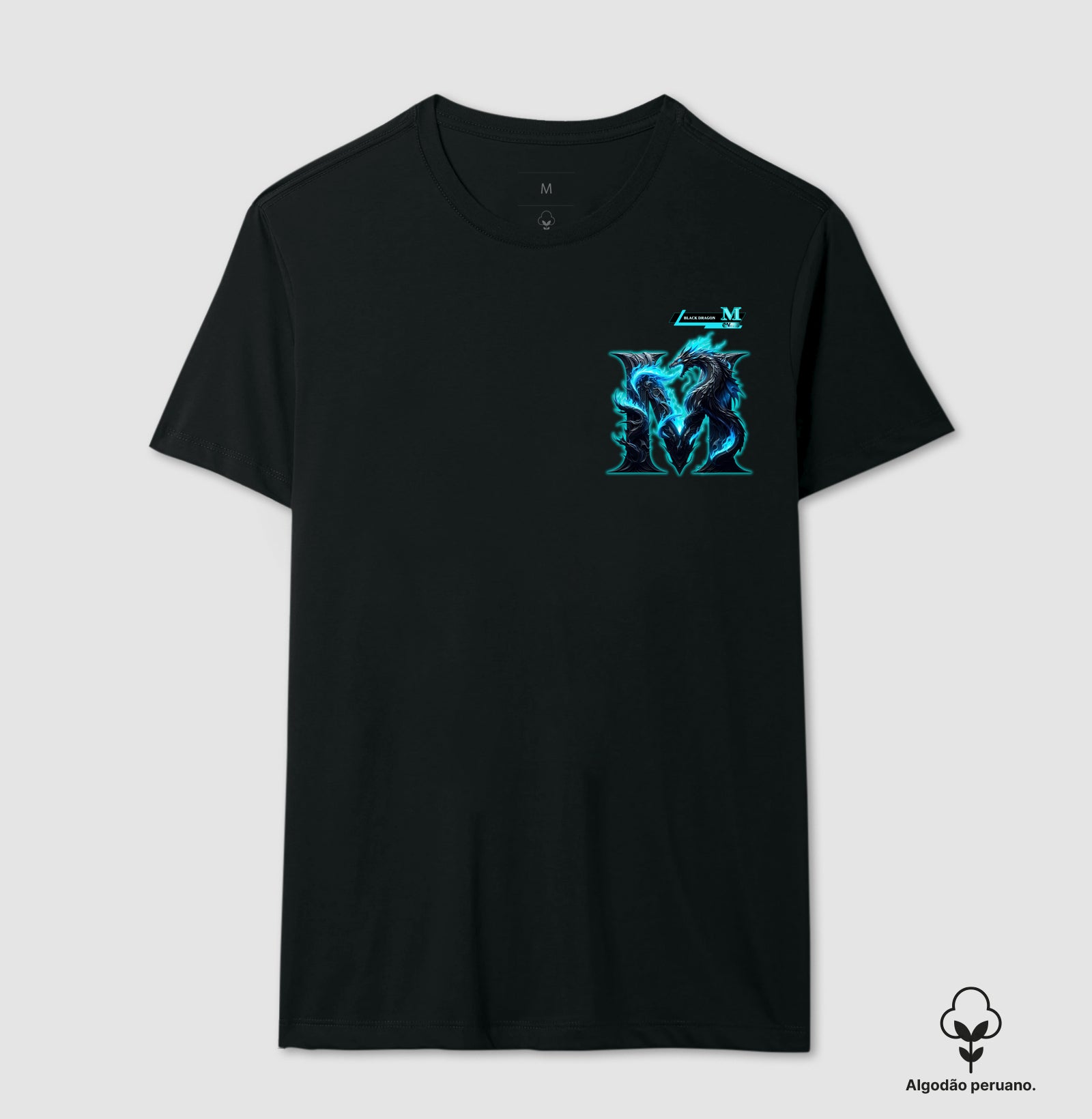 Camiseta Algodão Peruano - M Black Dragon