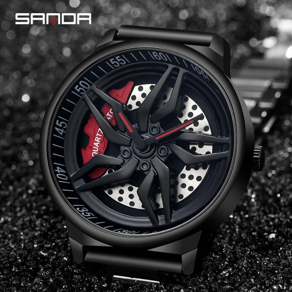 Relógio Design de roda de carro esportivo à prova d'água Watch masculino